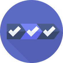 A purple circle with three check marks on it