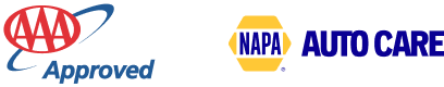 AAA Approved and NAPA Auto Care logos side by side in red, blue, yellow, and black
