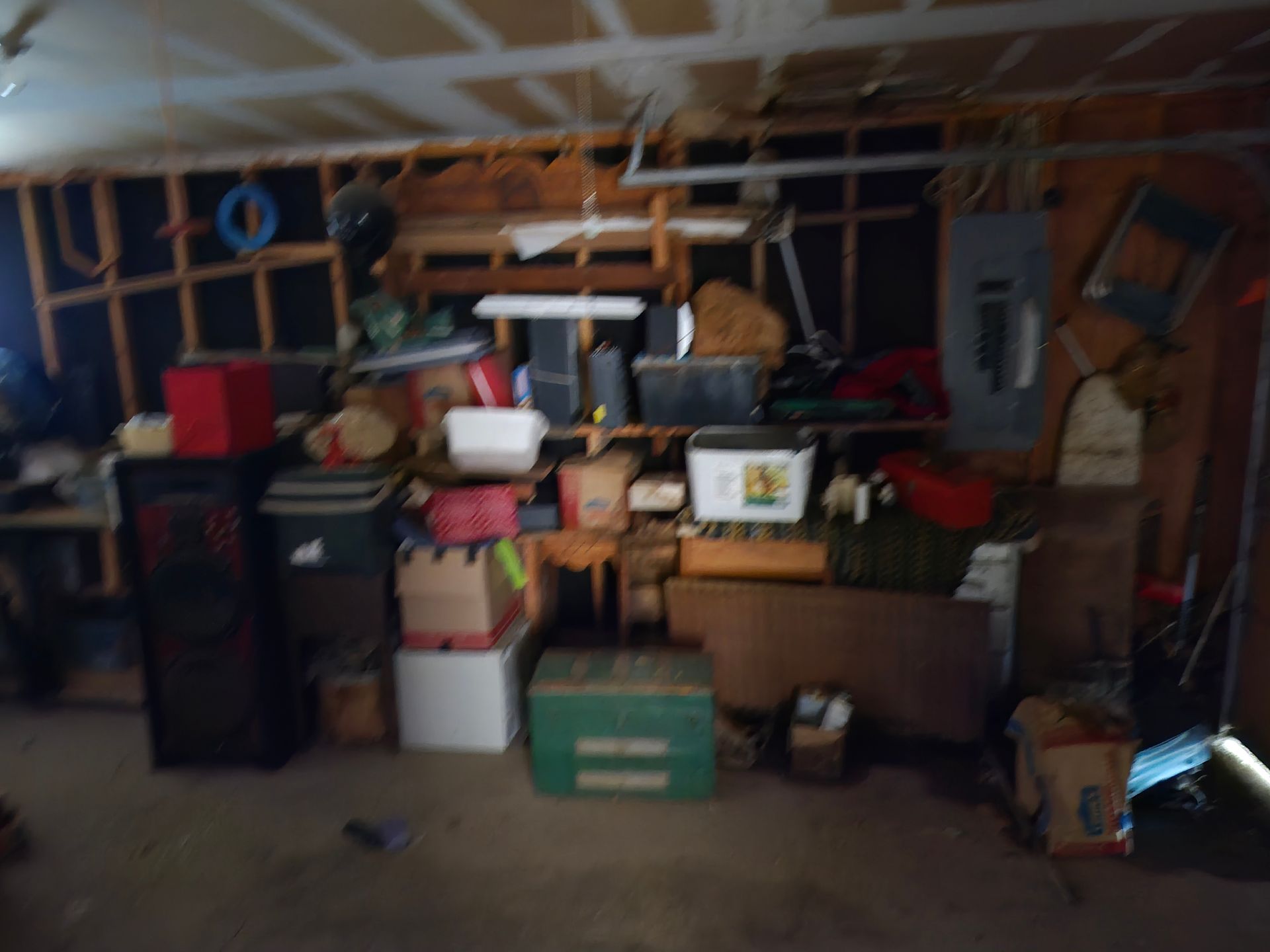 A garage filled with lots of boxes and boxes.