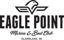 The logo for eagle point marina and boat club in clarklake , mi.