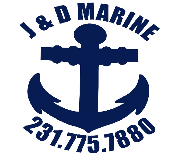 A logo for j & d marine with an anchor