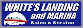 The logo for white 's landing and marina sales and service