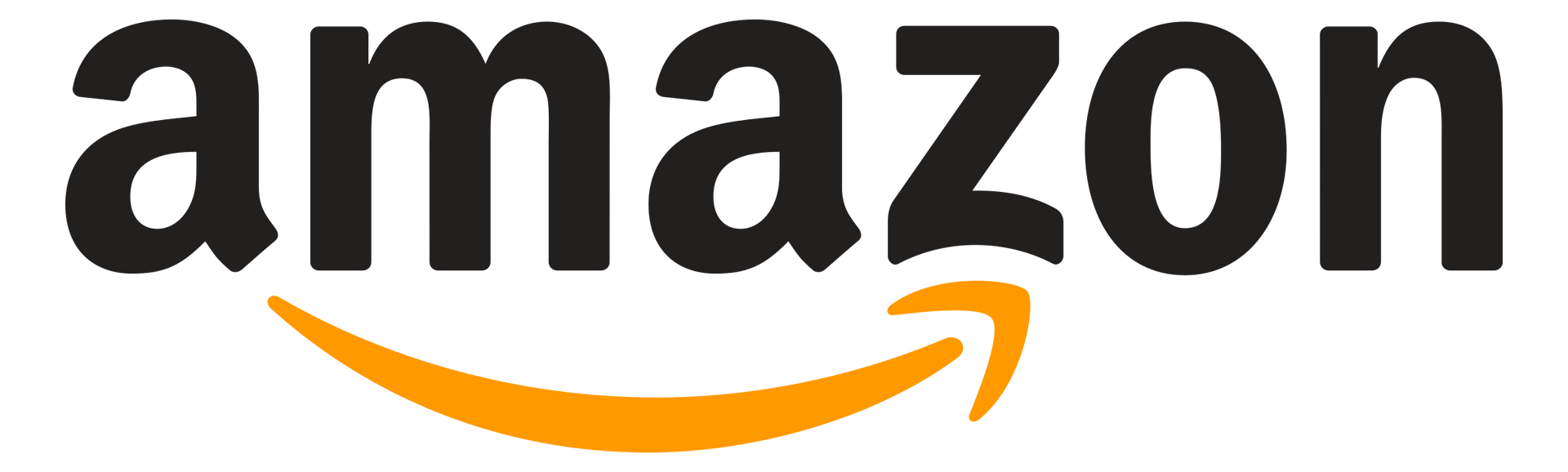 A close up of the amazon logo on a white background.