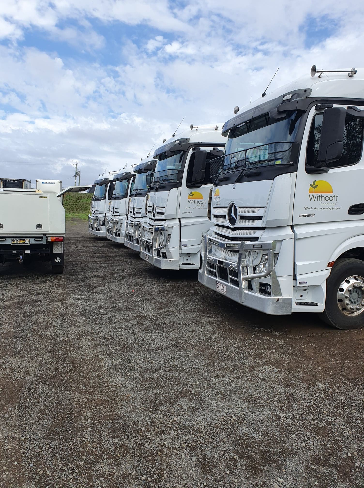 Truck Fleet In Depot — Telematics and Fleet Management In Toowoomba, QLD