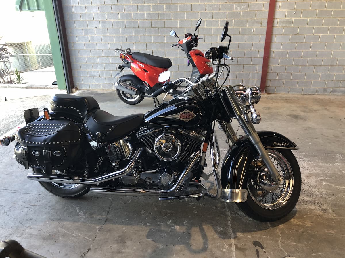 Black Harley Davidson with Leather Pannier Bags - Motorbike Repairs in Lismore, NSW