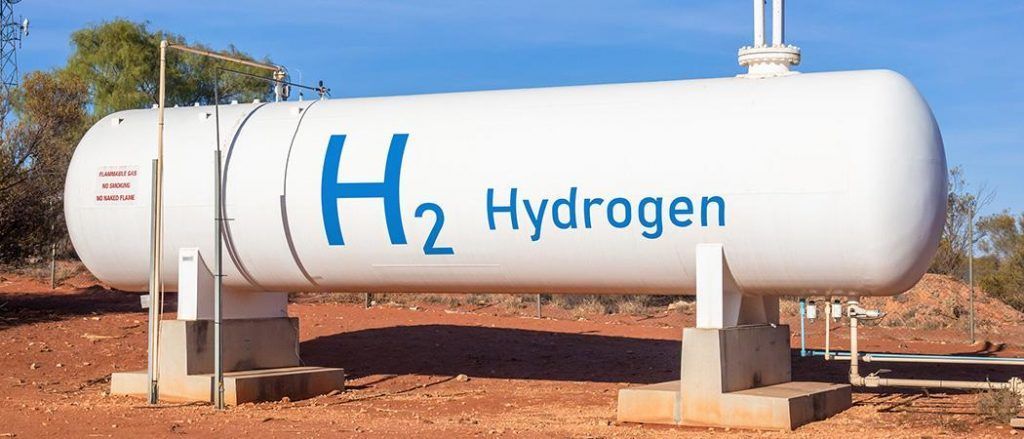 Hydrogen storage tank, white with blue 
