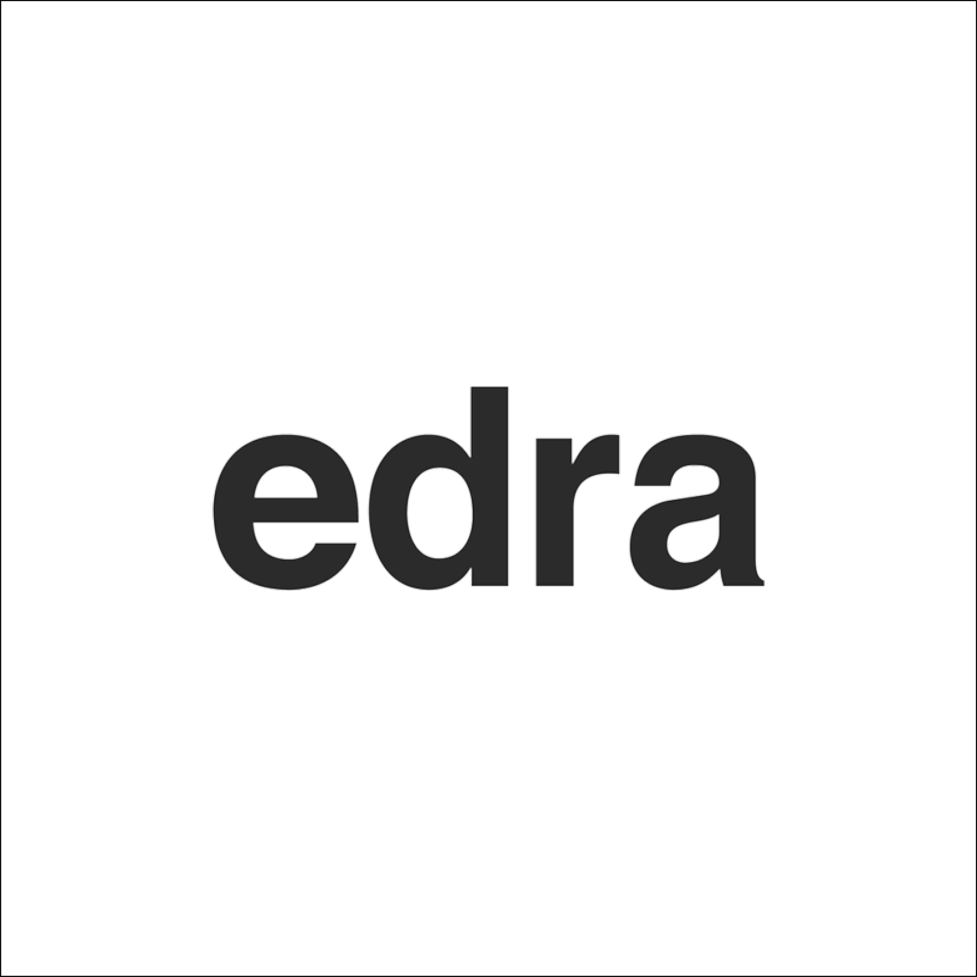 Das Wort „edra“ ist in Schwarz auf weißem Hintergrund geschrieben.