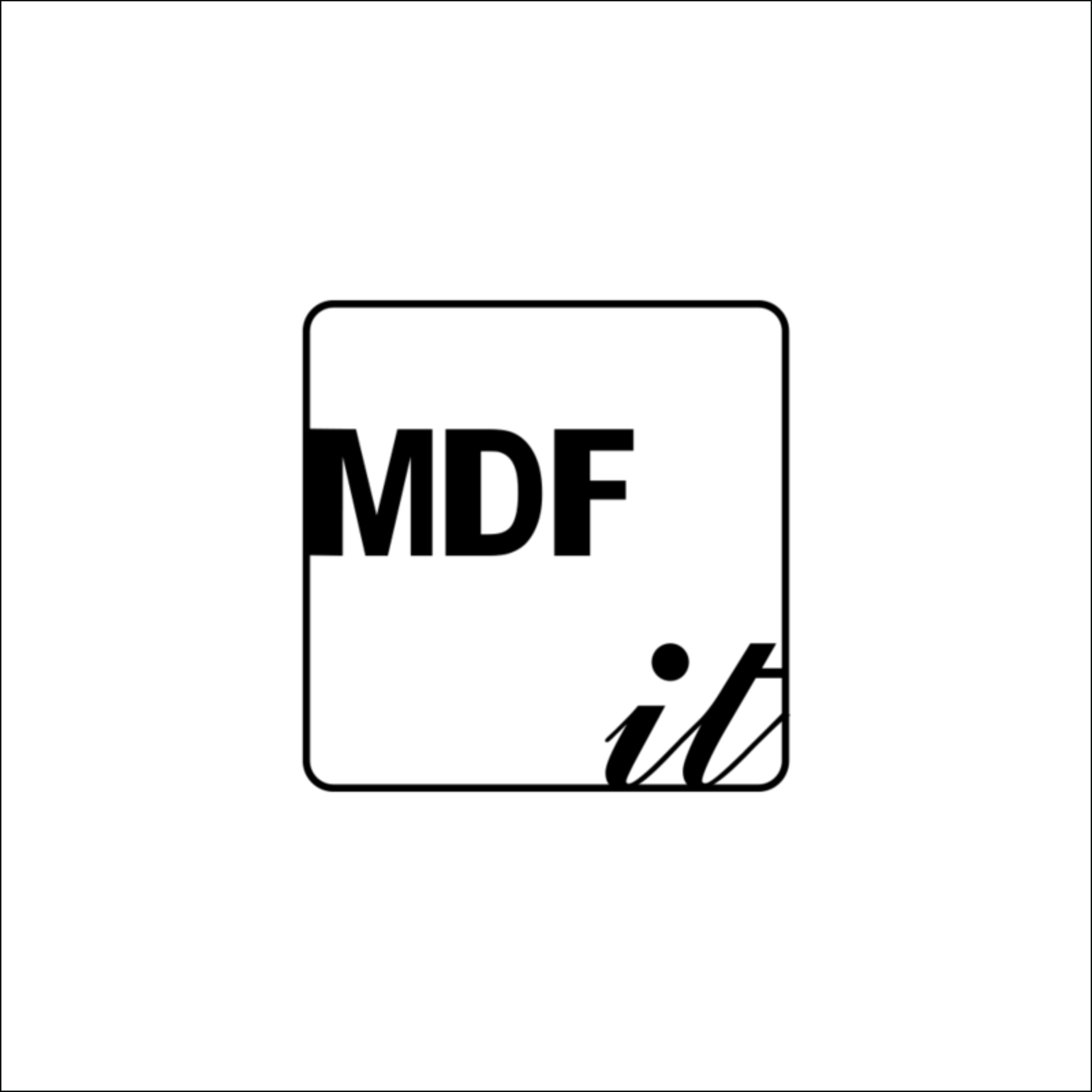 Ein schwarz-weißes Logo für eine Firma namens MDF IT.