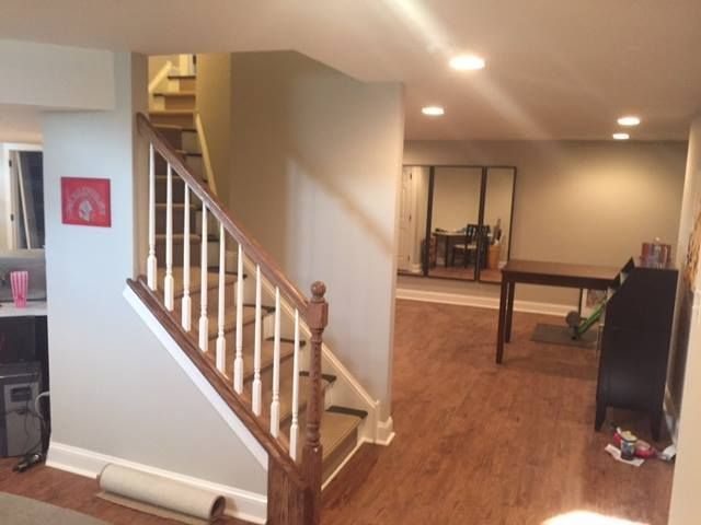 A staircase leading up to the second floor of a house