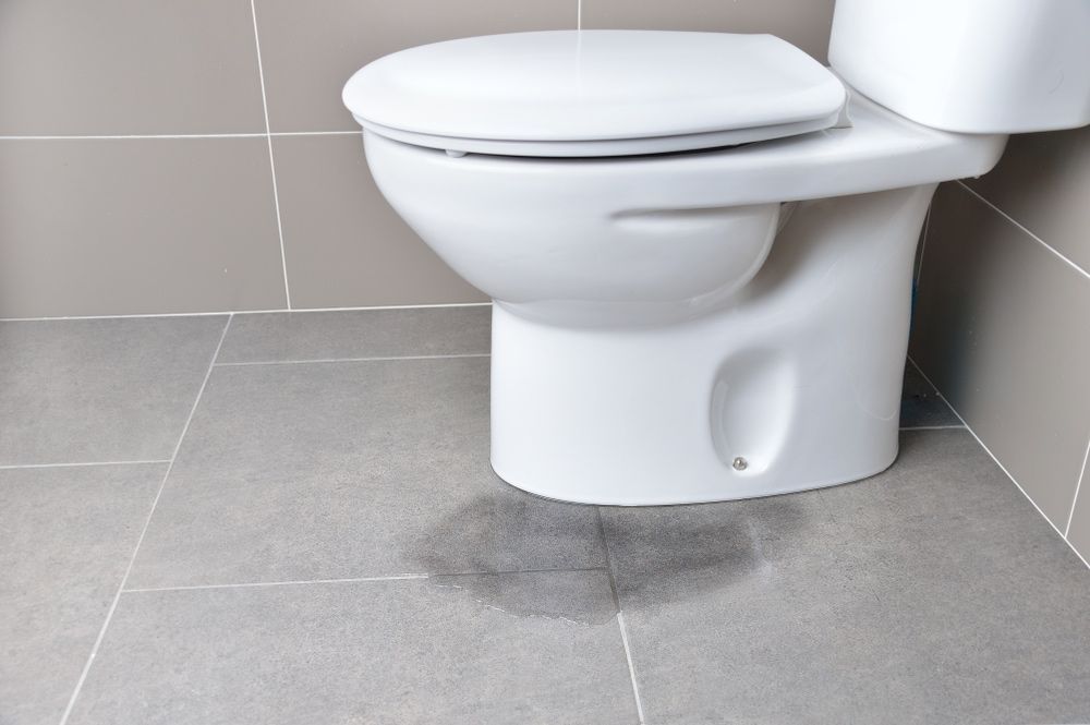 A White Toilet Is Sitting On A Tiled Floor In A Bathroom — NSL Plumbing and Gas in Banora Point, NSW