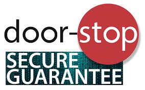 A door-stop secure guarantee logo on a white background.