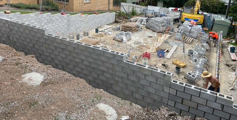 Concrete block retaining walls