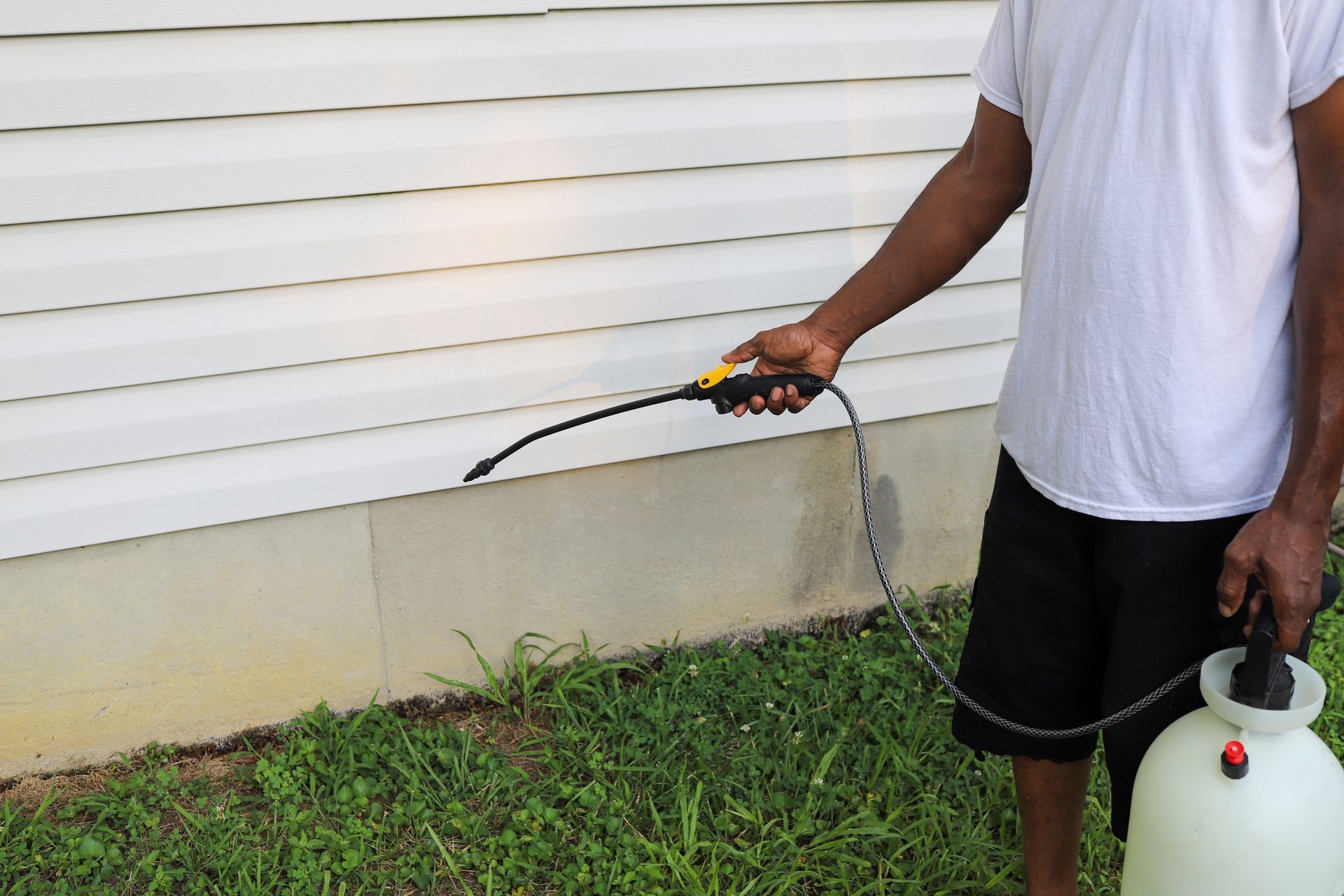 Spraying Pesticide On Wall — Carolina Beach, NC — Allied Pest Control