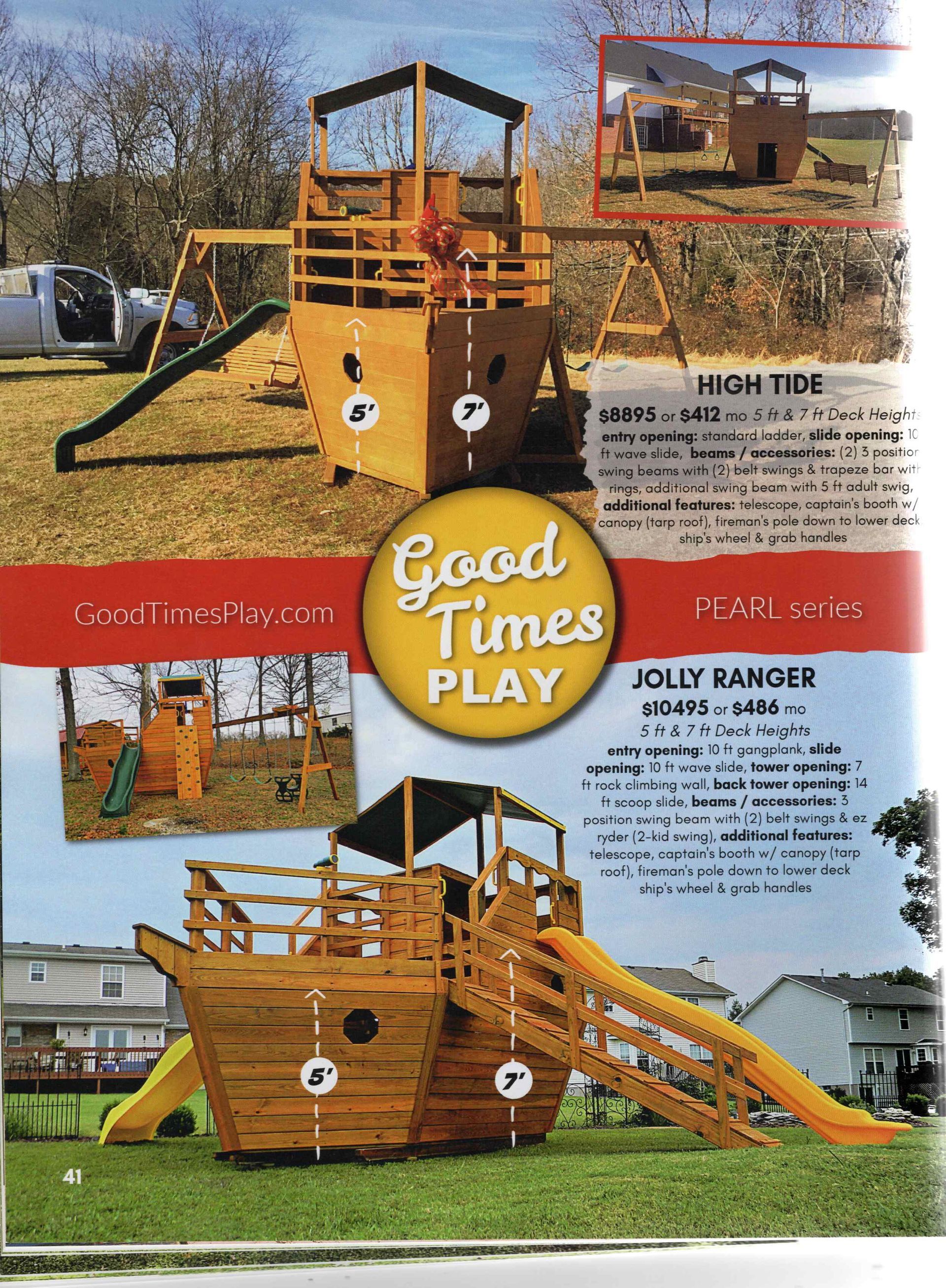 Playground set in the shape of a ship, with slides, swings, and climbing features.