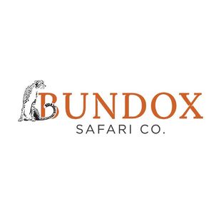 Bundox Safari Co. logo with a sketched leopard and orange serif text