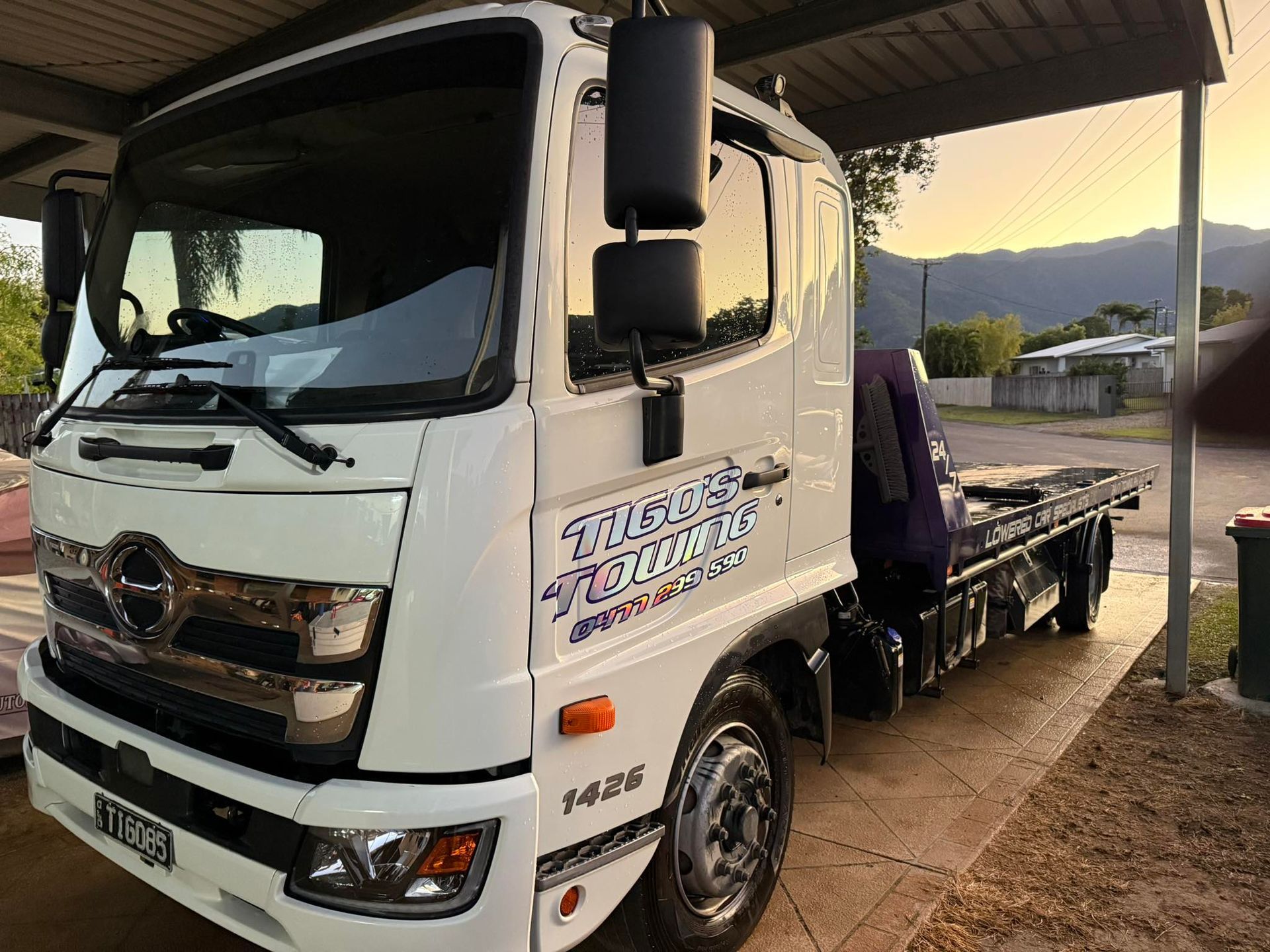 White Tow Truck Parked on a Paved Area — Tigo’s Towing In Cairns City, QLD