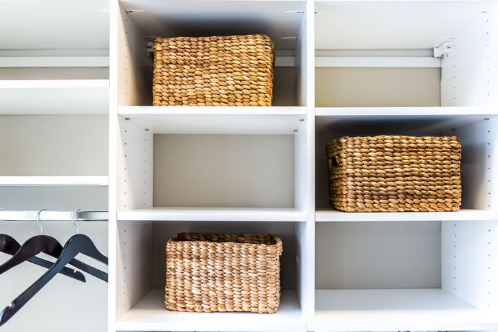 woven straw baskets in modern minimalist