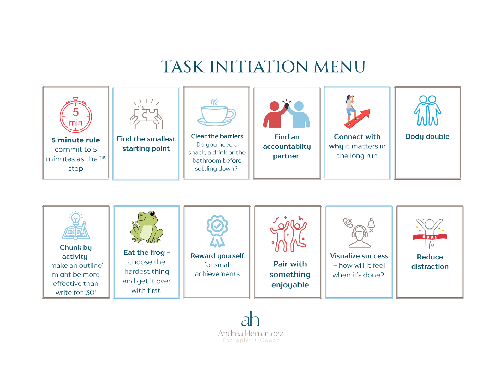 A task initiation menu with icons on a white background.