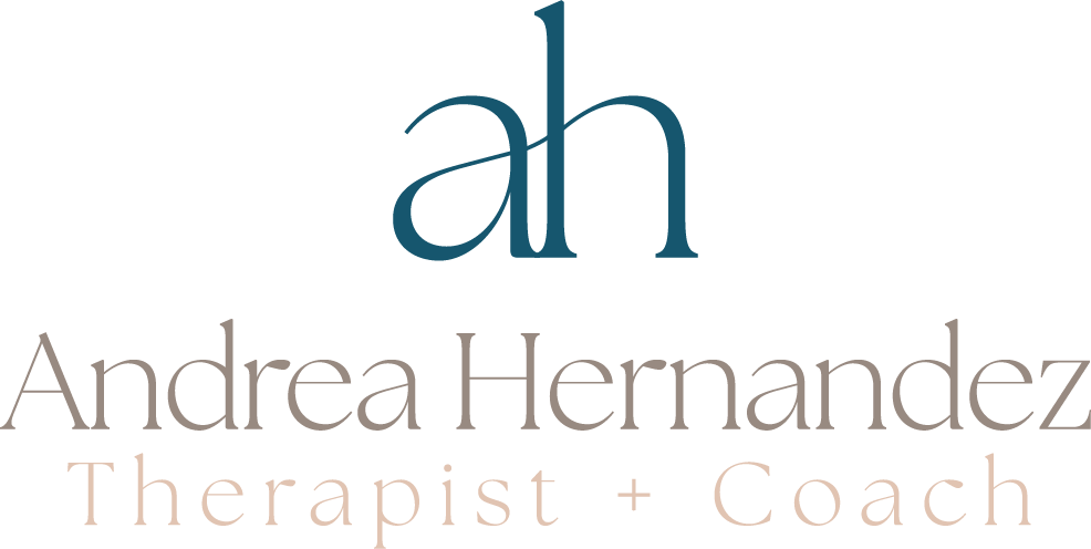 The logo for andrea hernandez is a therapist and coach.