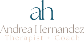 The logo for andrea hernandez is a therapist and coach.