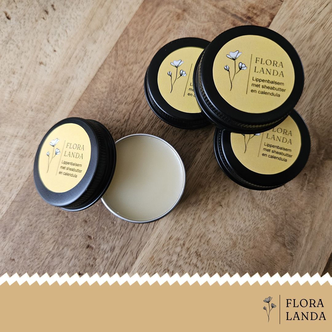 verzorgde natuurlijke lippenbalsem in blik of stick van Floralanda