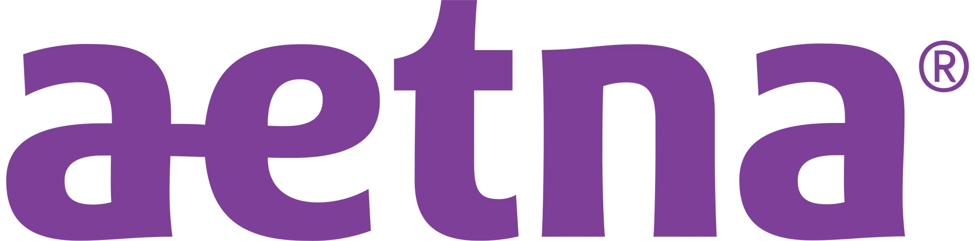 Aetna logo in purple.