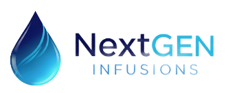 Logo with a blue and white water droplet and the words "NextGEN INFUSIONS".