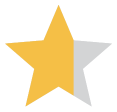 Yellow star, half-filled. The other half is gray.