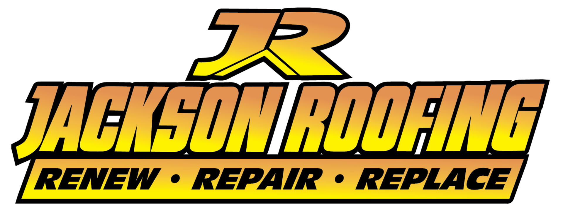 The logo for jackson roofing renew repair replace