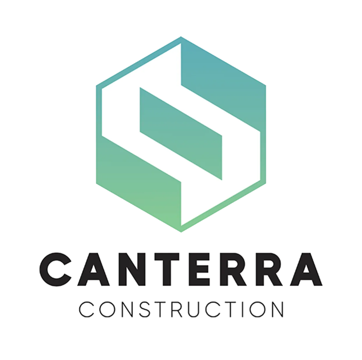 The logo for canterra construction is a hexagon with a s on it.