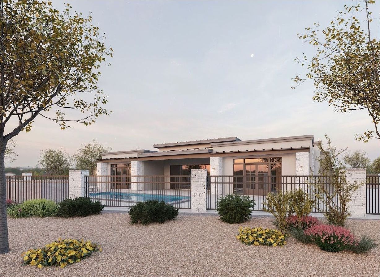 A house with a fence and a pool in the backyard