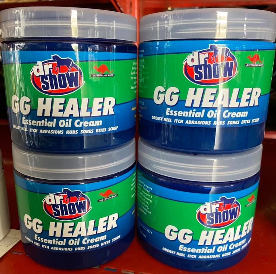 Four Blue and Green Tubs of Essential Oil Cream Stacked — North Coast Stock Feeds in Ballina, NSW