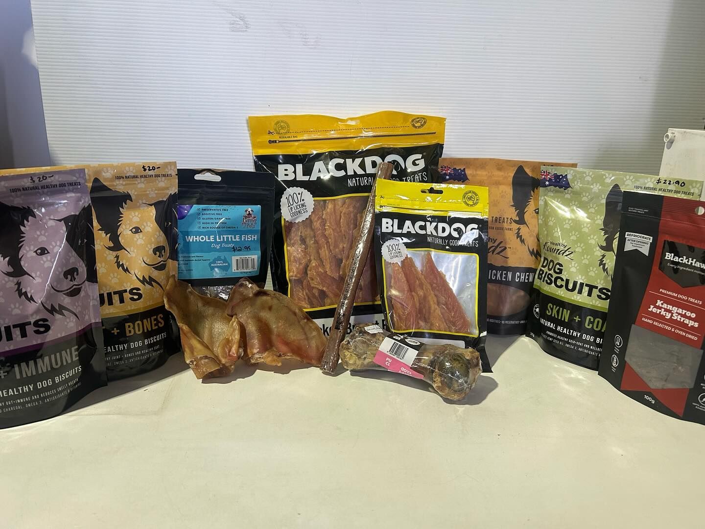 Dog Treats Arranged on a White Surface — North Coast Stock Feeds in Ballina, NSW