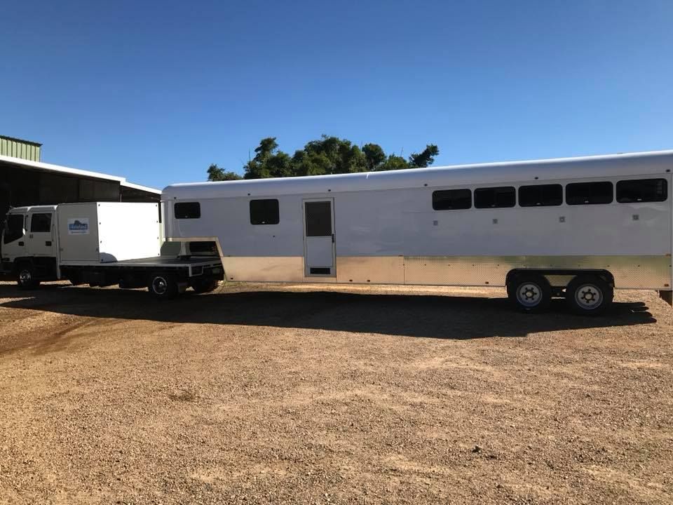 White Horse Trailer Hitched to a Truck — North Coast Stock Feeds in Mullumbimby, NSW