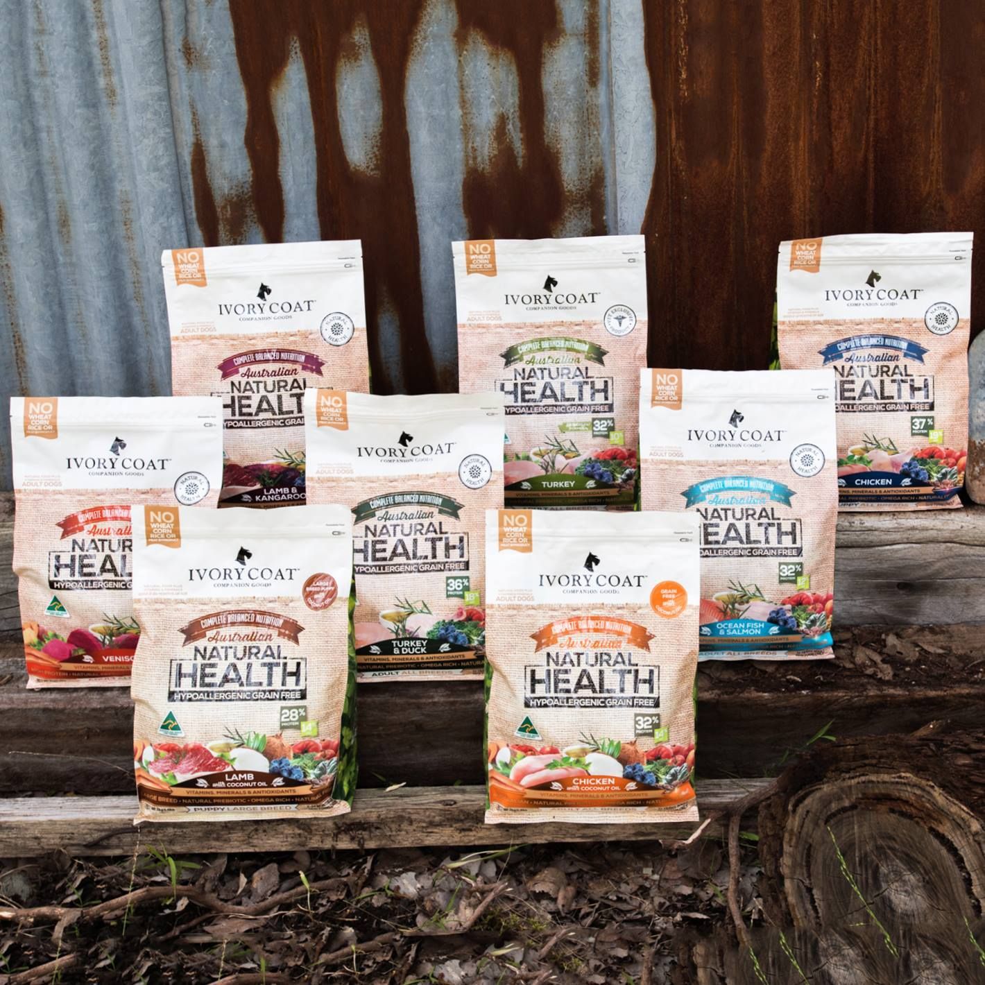 Bags of Ivory Coat Natural Health Dog Food in Various Flavors — North Coast Stock Feeds in Ballina, NSW