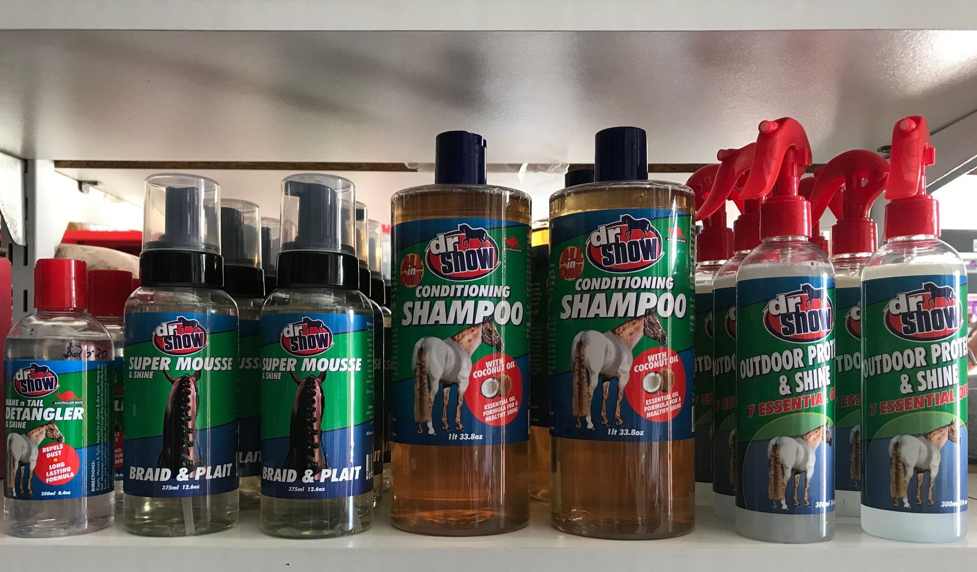 Shelves With Various Horse Grooming Products — North Coast Stock Feeds in Ballina, NSW