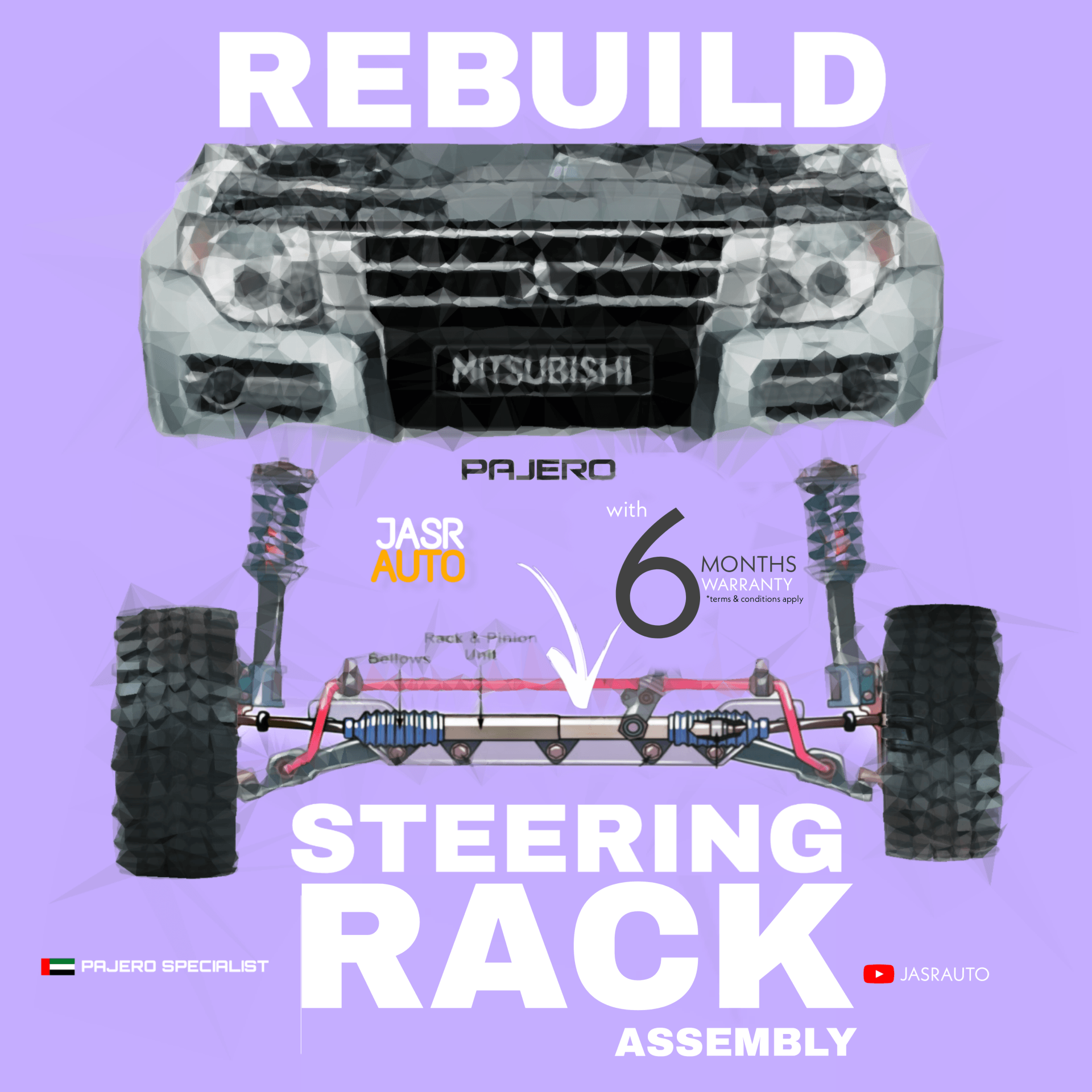 Steering Rack Rebuild/Repair for Mitsubishi Pajero Generation 3 & 4 , with exclusive 6 months warrantytem, rebuilt unit is guaranteed for 6 months.