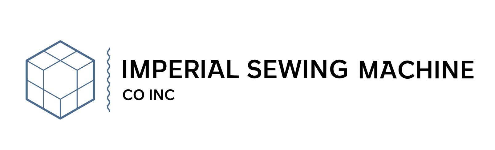 imperial sewing machine co inc black logo with abstract square