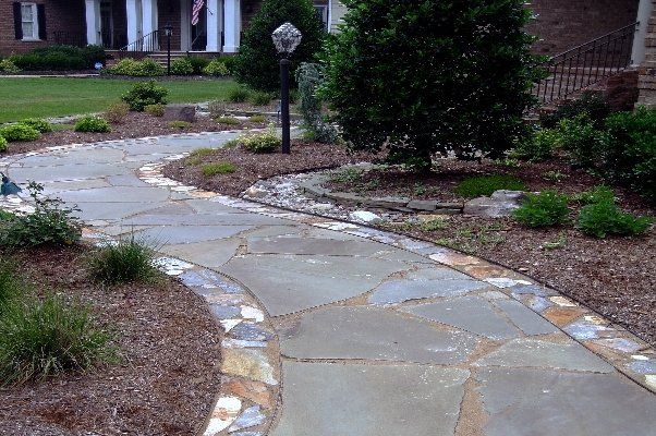Walkway With Light Post On Nice Hardscaped Land — Virginia Beach, VA — Gentle Rain
