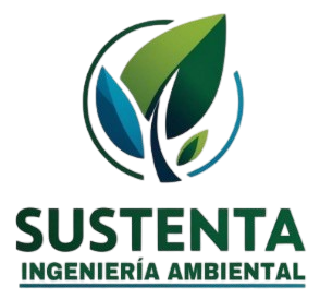 A logo for sustenta ingenieria ambiental with a green leaf