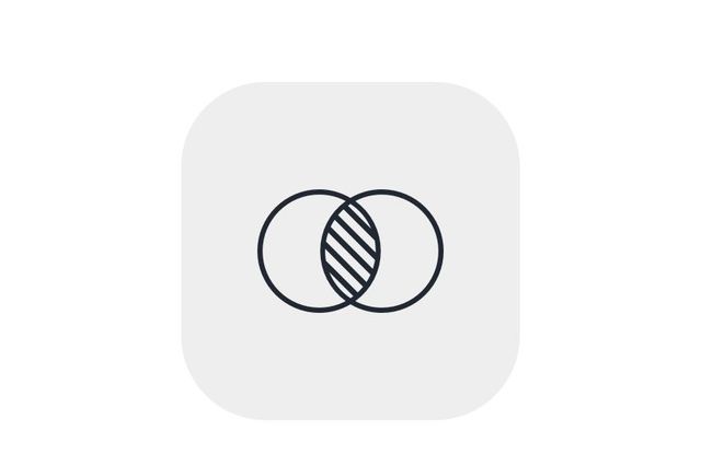 Venn diagram of two overlapping circles with striped intersection.