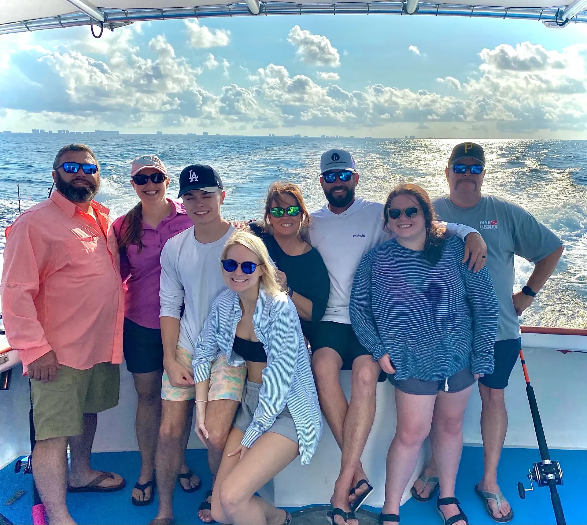 Group of friends on boat tour Panama City Beach with Reel Groovy Experiences