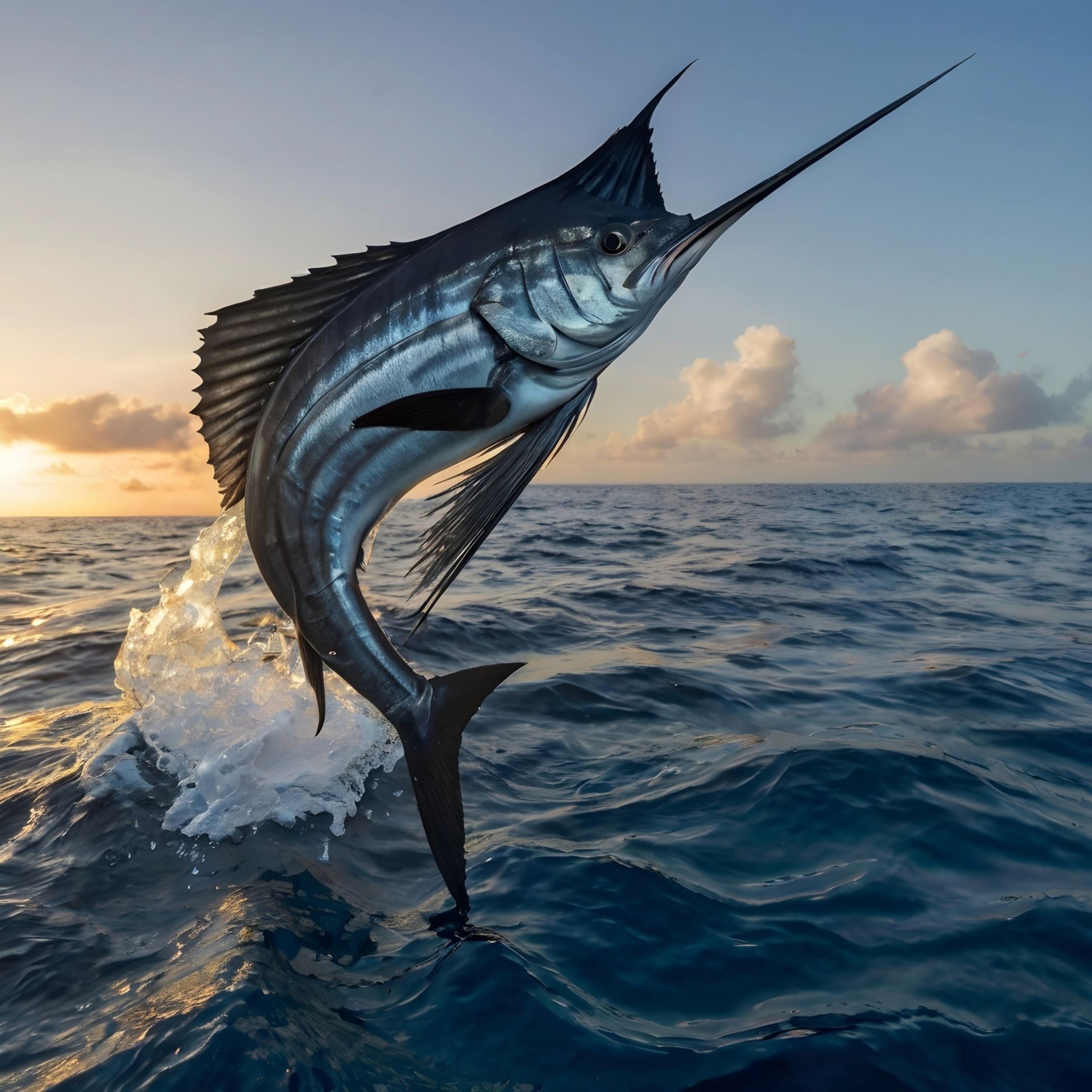 A fish leaps from ocean water during fishing booker scheduled fishing charter in Panama City Beach