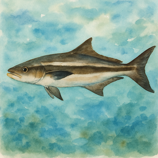 Cobia fishing Panama City Beach offshore charter watercolor illustration