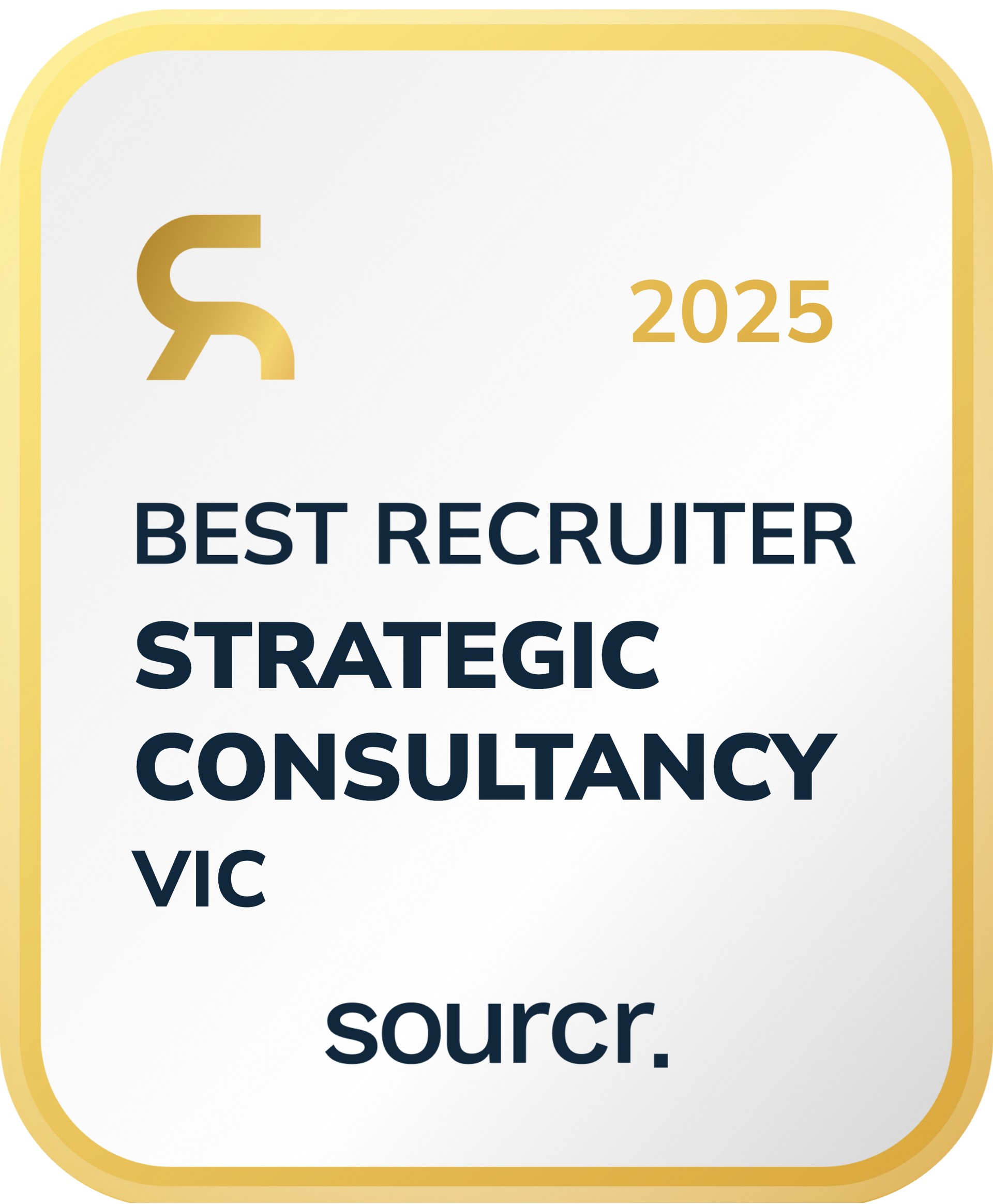 Gold and white badge: