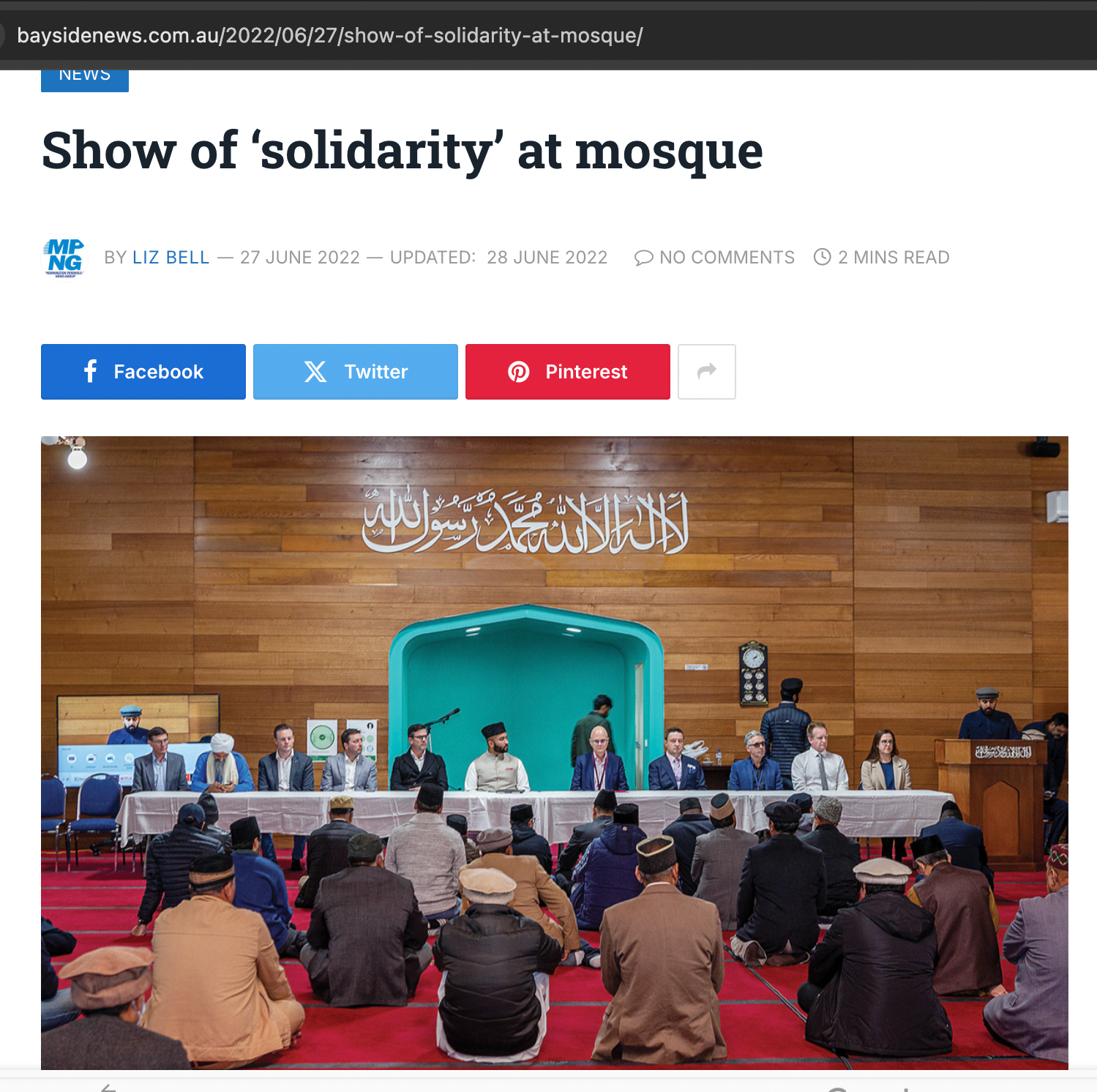 Show of ‘solidarity’ at mosque