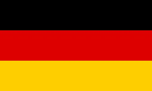 Flagge Deutschlands: Horizontale Streifen in Schwarz, Rot und Gold.