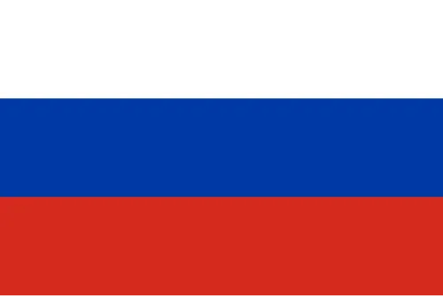 Russische Flagge: weiße, blaue und rote horizontale Streifen.