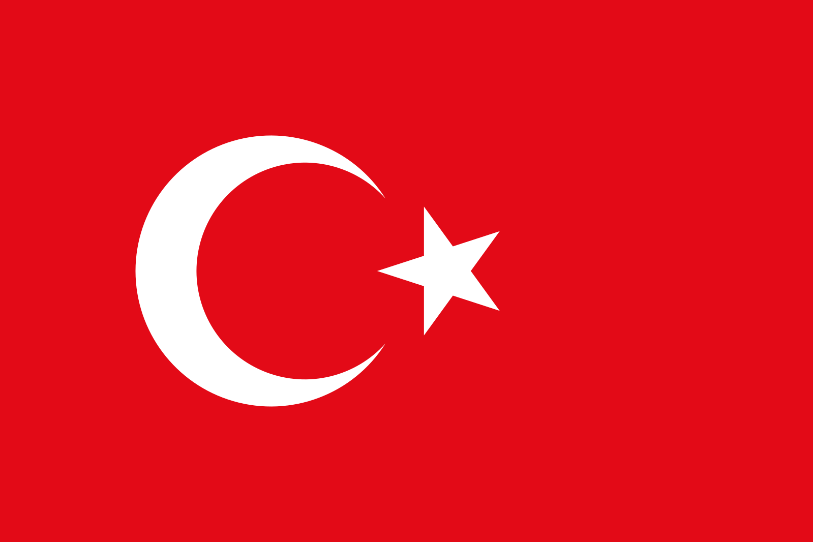 Türkische Flagge: weißer Halbmond und Stern auf rotem Grund.