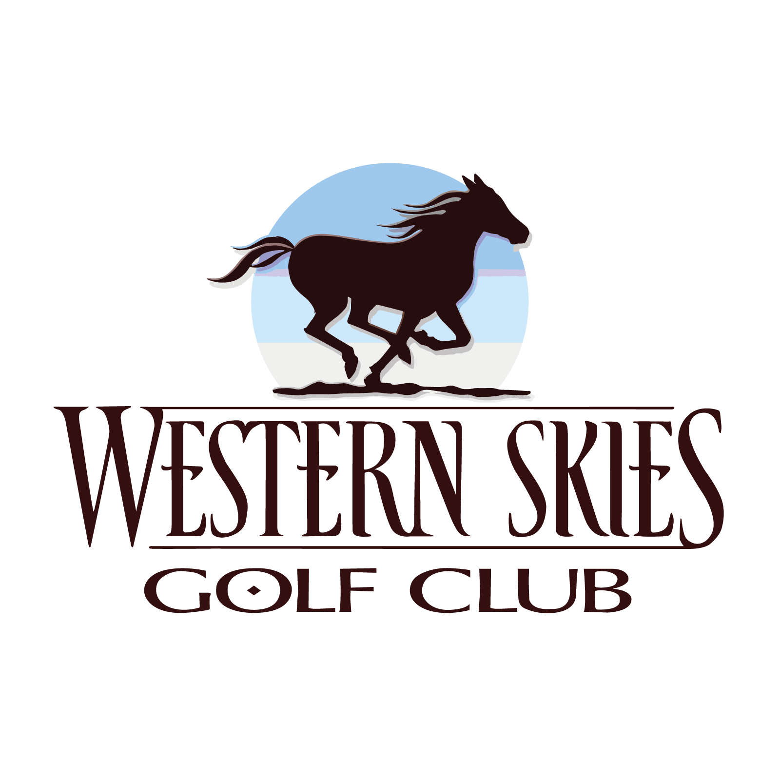 A logo for the western skies golf club
